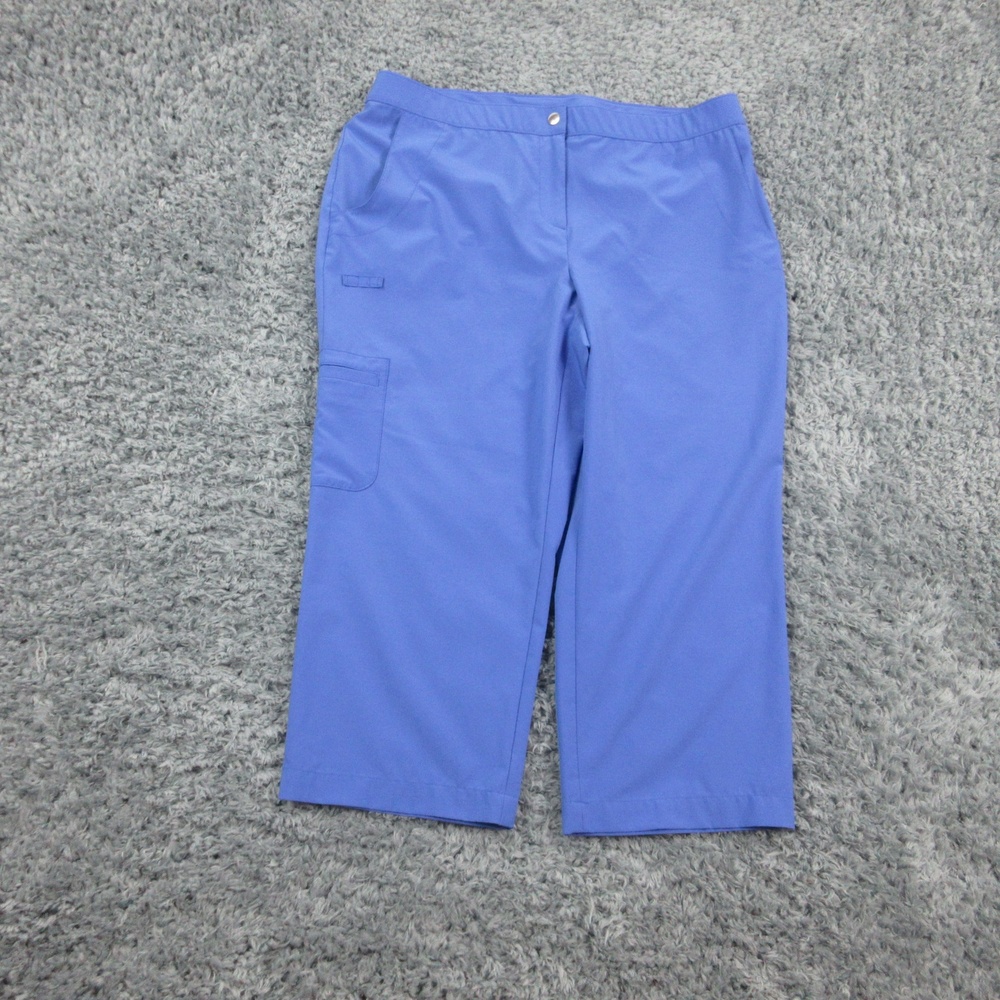 Weekends By Chico's Pants Womens 2 Blue Crop Straight Leg Stretch Pocket 34x21*